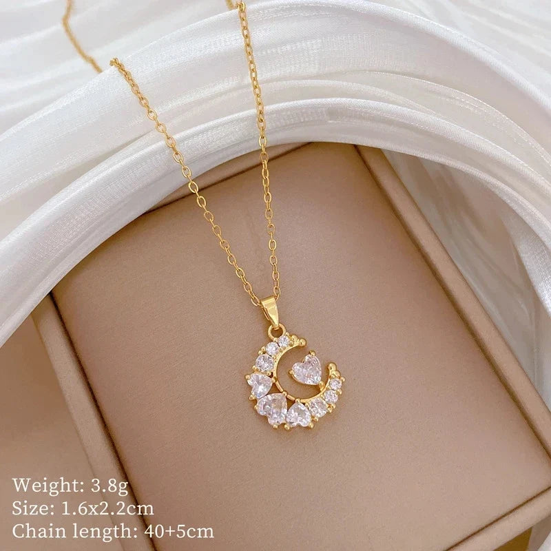 Women's Gold Heart Pendant Necklace – Copper & Stainless Steel
