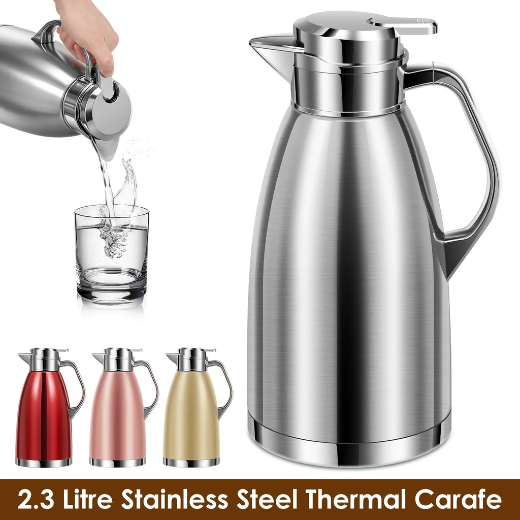 2.3L Vacuum Insulated Thermal Carafe – Stainless Steel Coffee Jug