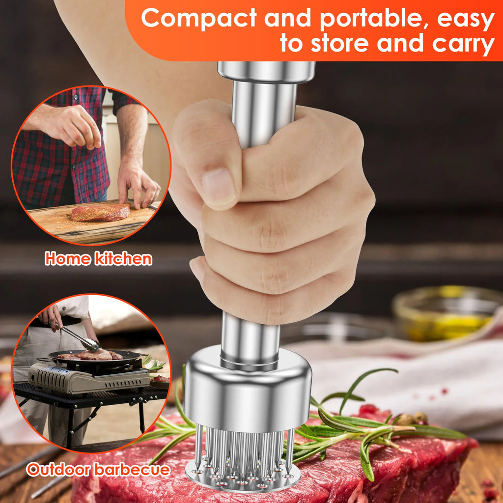 Nixie 21-Needle Handheld Meat Tenderizer – Stainless Steel