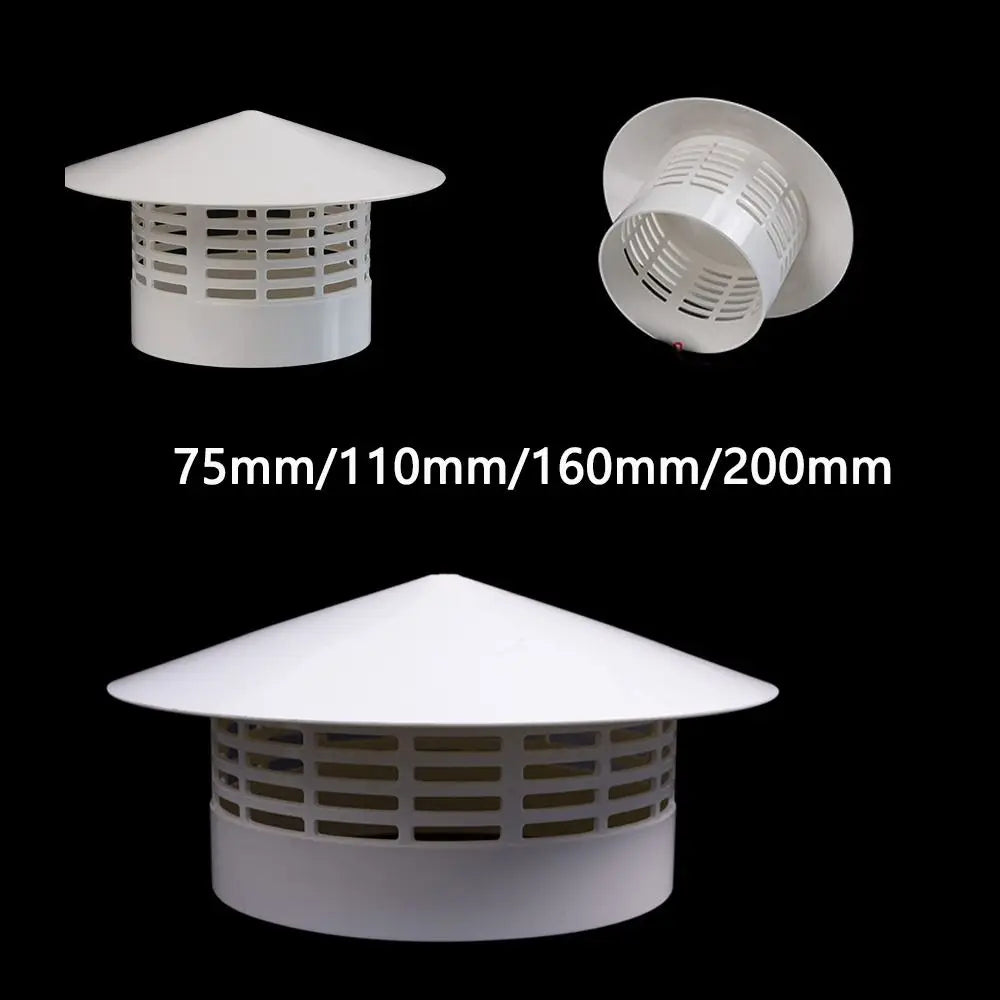 PVC Ventilated Rain Cap 75–200mm Roof Duct Exhaust Vent Hood Cover