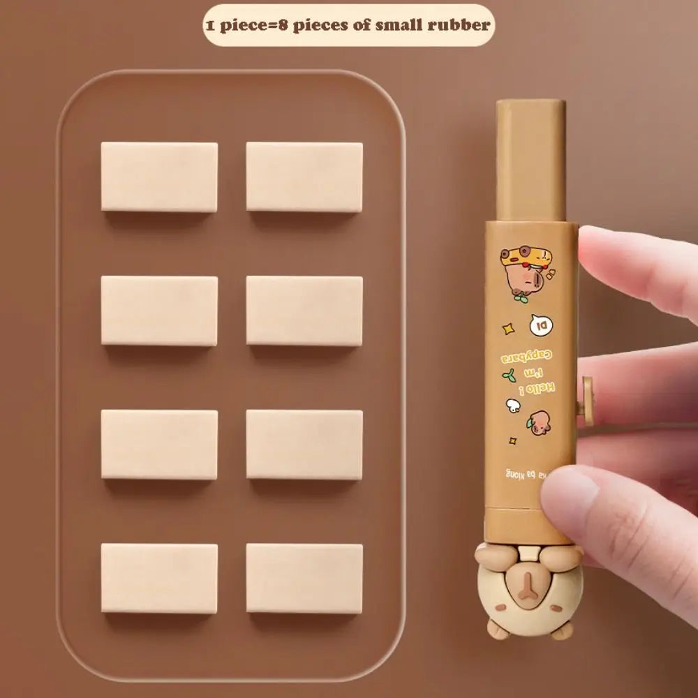 Cute Capybara Push-Pull Eraser with Replaceable Cores