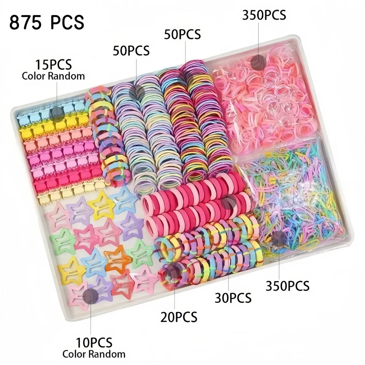 881Pcs Kids Hair Accessories – Clips, Ties & Scrunchies Set