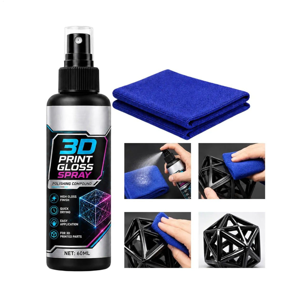 3D Print Gloss Spray – Fast-Drying Brightening Coating 60ml