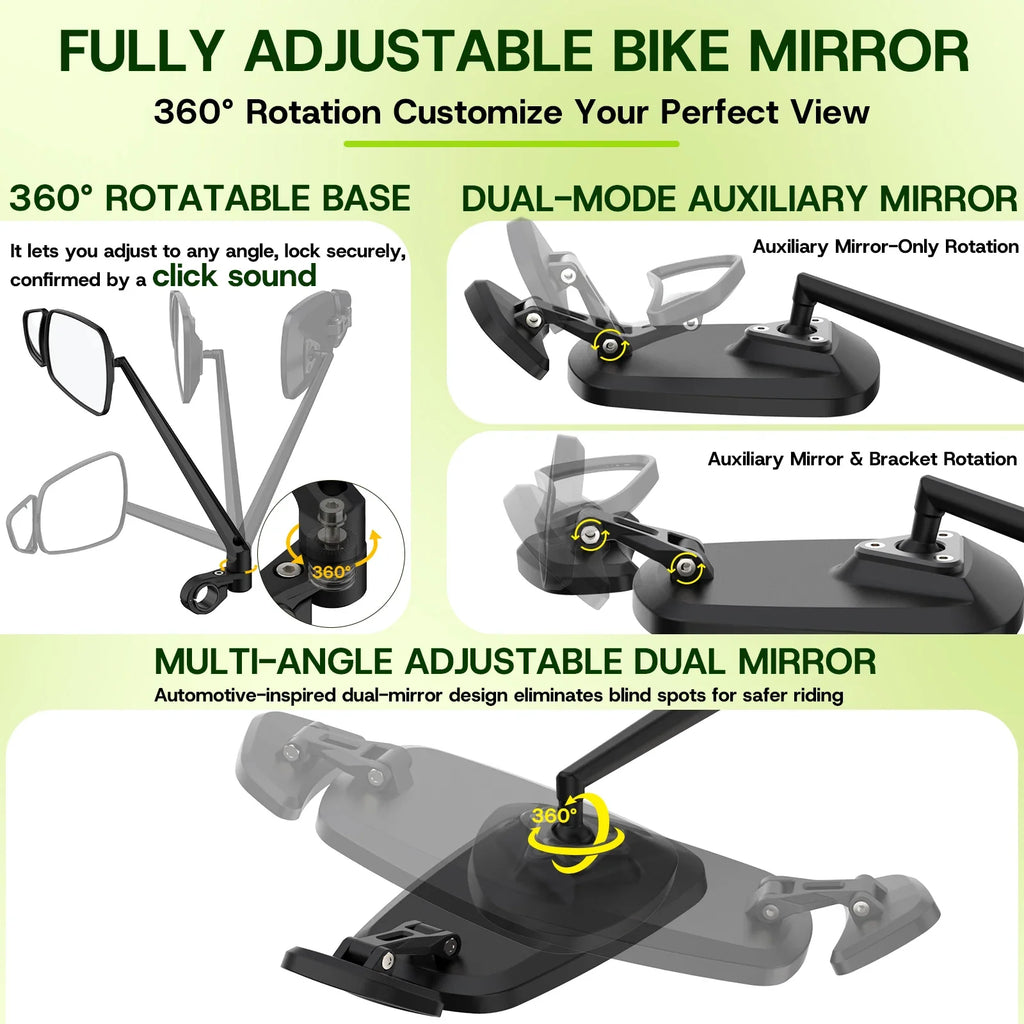 BUCKLOS 360° Adjustable Wide-Angle Bike Handlebar Mirror