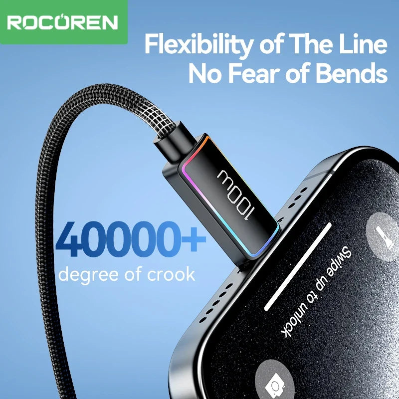 Rocoren 100W USB-C Cable 5A PD 3.1 Fast Charging – Samsung, Mac