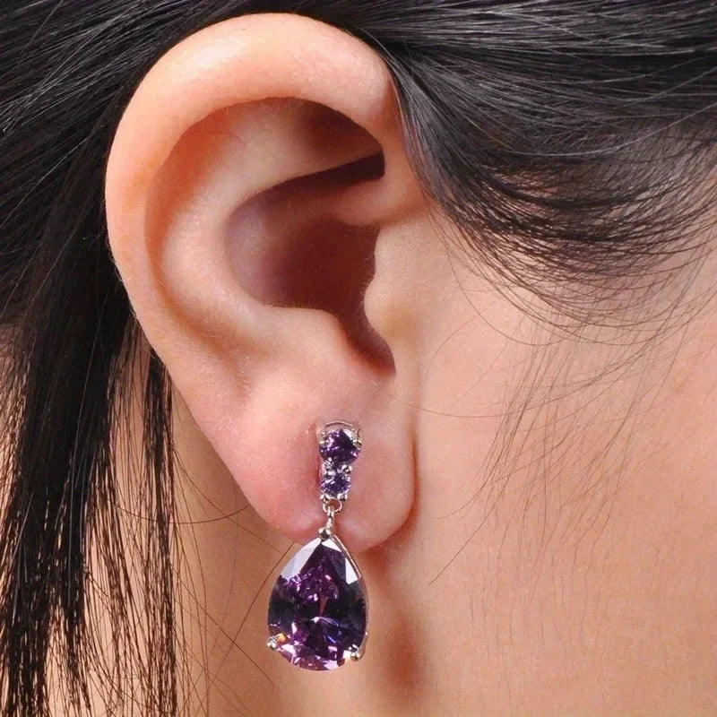 10 Pairs Teardrop CZ Dangle Earrings Set – Multicolor Crystal