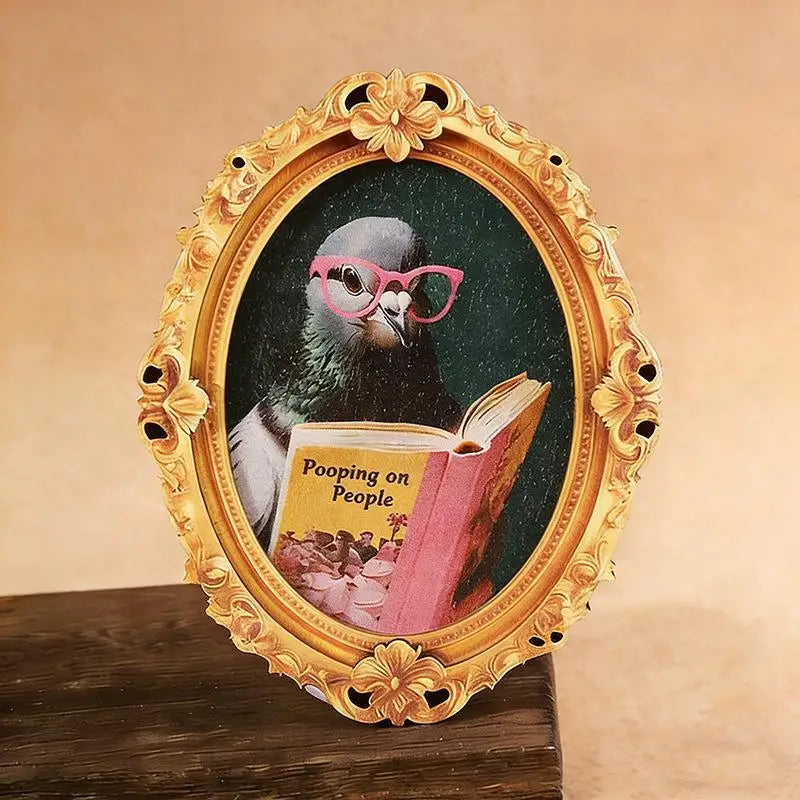 Wooden Reading Pigeon Magnetic Fridge Sticker – Home Decor