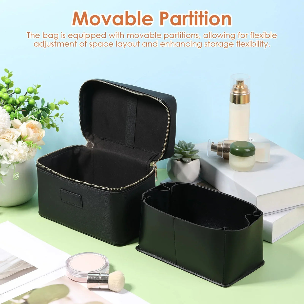 PU Leather Cosmetic Bag – Large Travel Makeup Organizer