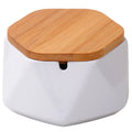 Modern Ceramic Ashtray with Bamboo Lid | Desktop Décor