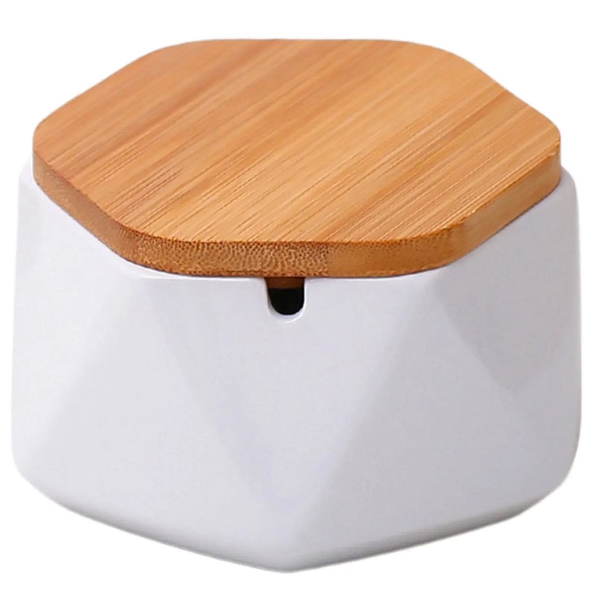 Modern Ceramic Ashtray with Bamboo Lid | Desktop Décor