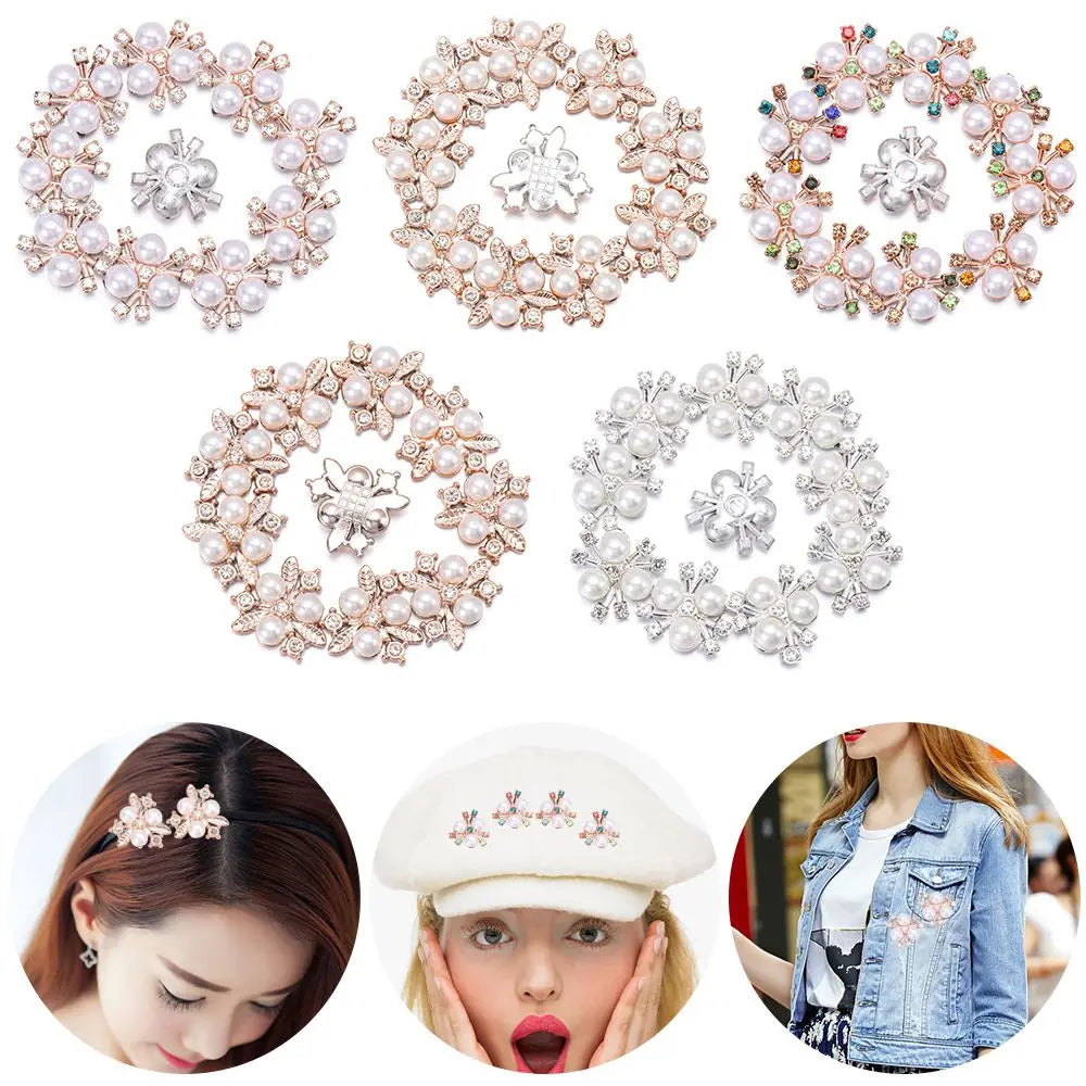 10PCS Pearl Flower Rhinestone Buttons – DIY Sewing Embellishments