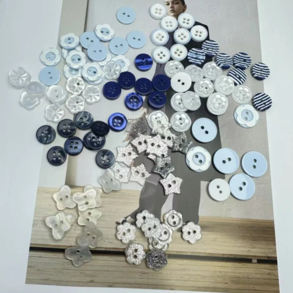 20pcs Winter Snowflake Resin Buttons Blind Box – DIY Craft