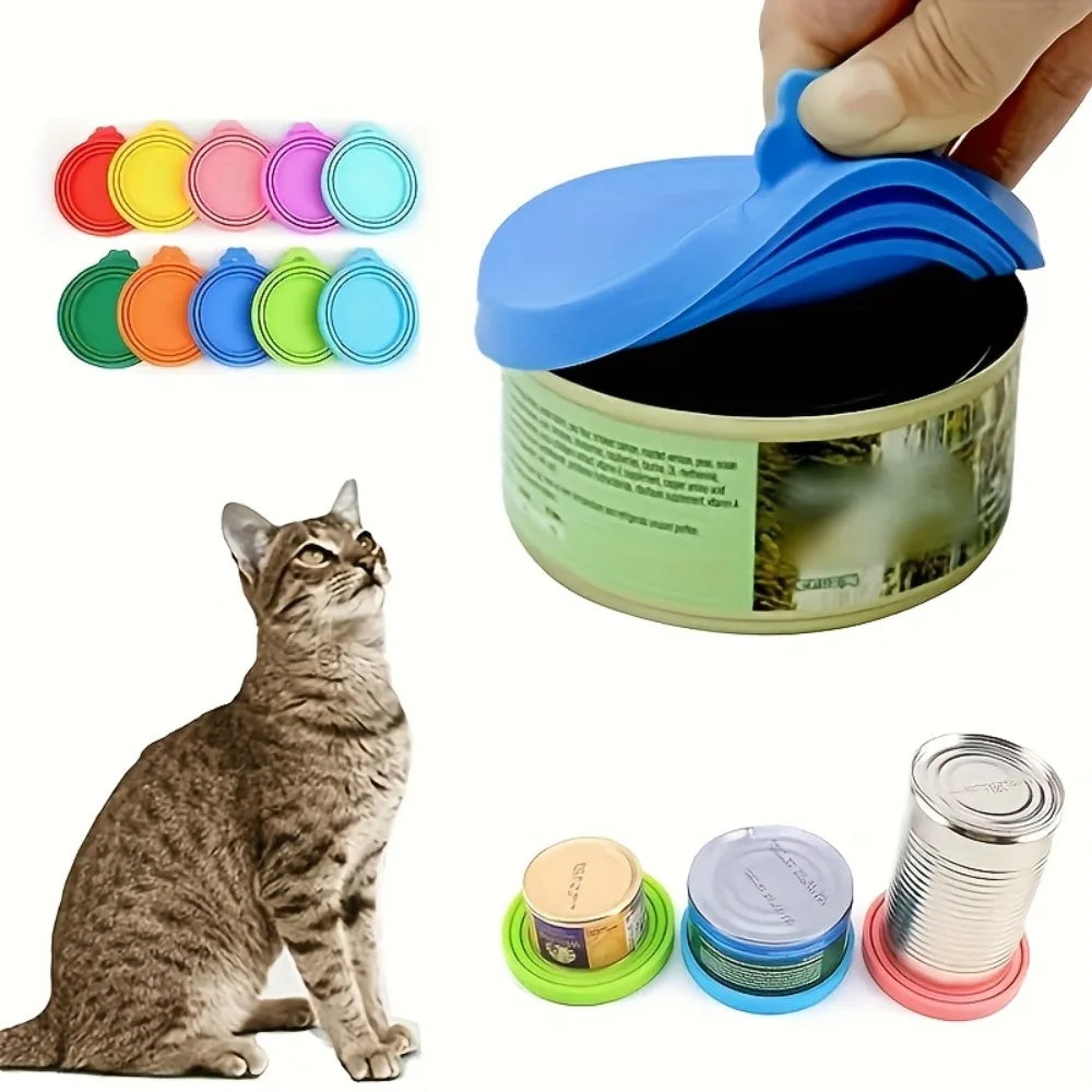 Silicone Pet Food Can Covers with Spoon – 2pc Reusable Set