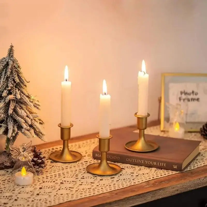 Retro Metal Chamberstick Candle Holder | Iron Table Decor