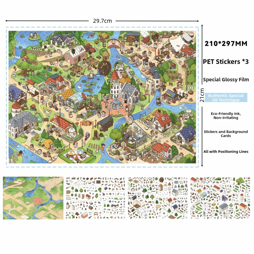 3D Stacking Travel Scene Stickers – PET Die-Cut Scrapbook Sheets
