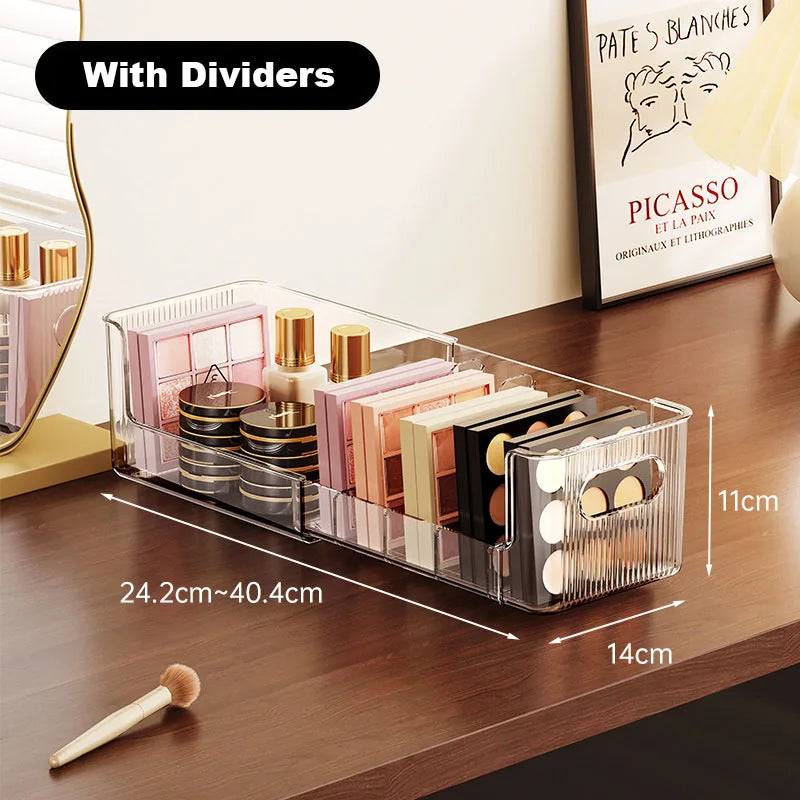 Telescopic Makeup Organizer Box with Removable Dividers