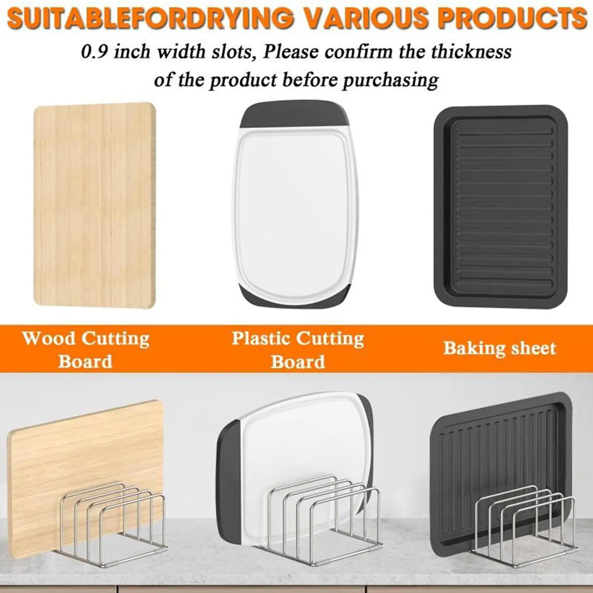Stainless Steel Cutting Board Rack – Rustproof Kitchen Organizer