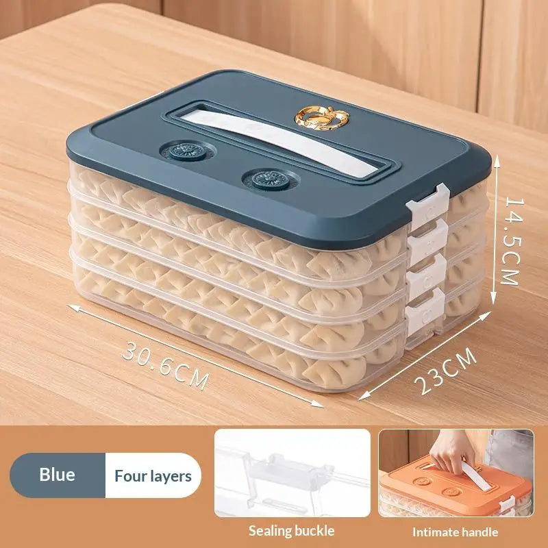 Stackable Dumpling Storage Containers with Airtight Lids 1-4 Layers