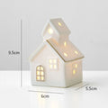 LED Light-Up Ceramic Christmas Village Houses | White Porcelain