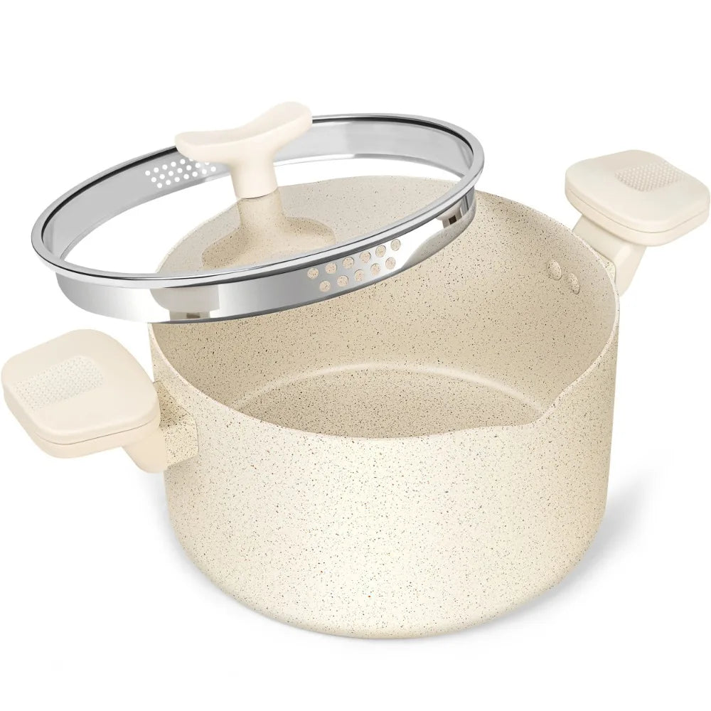 MICHELANGELO 6QT Granite Nonstick Stock Pot with Lid & Handles