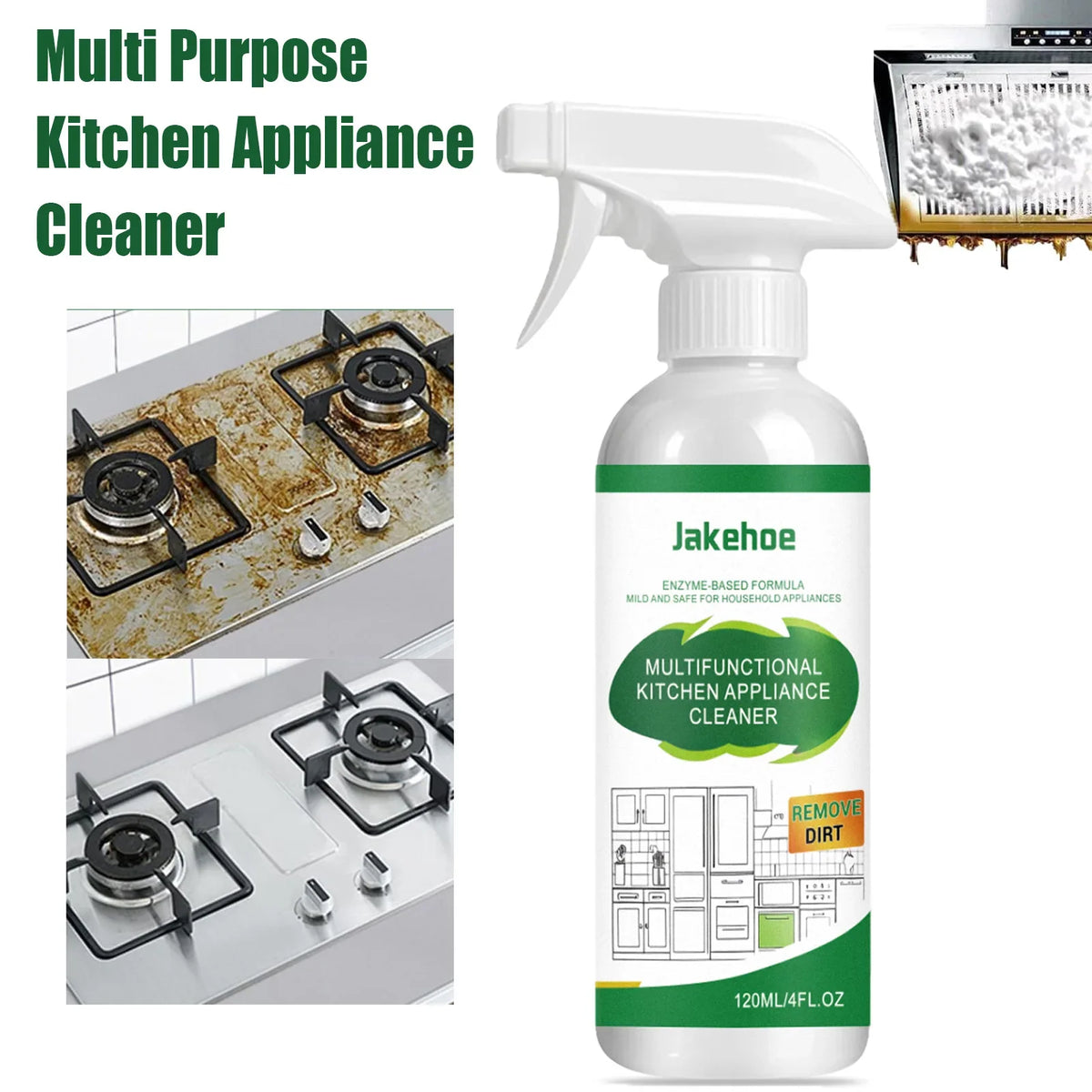 JAKEHOE Enzyme Kitchen Degreaser Spray | Multi-Surface Cleaner