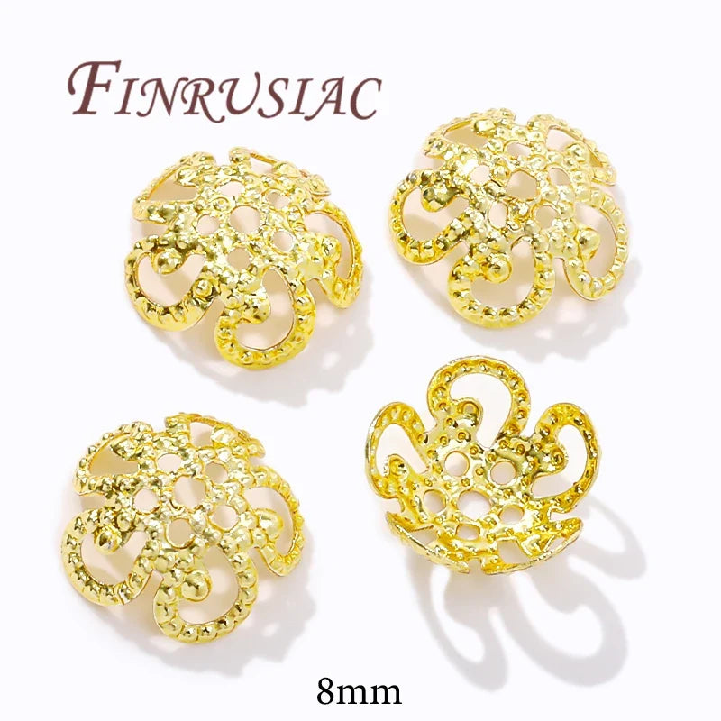 18K/14K Gold Plated Filigree Flower Bead Caps – Jewelry Making