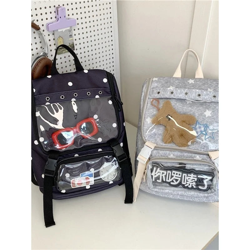Polka Dot Star Transparent Backpack – Cute Lightweight Women's Bag
