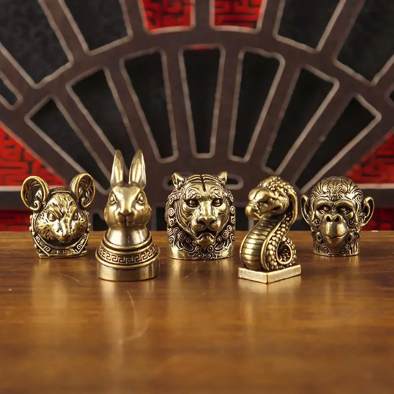 Brass Chinese Zodiac Animal Head Figurine | Vintage Collectible