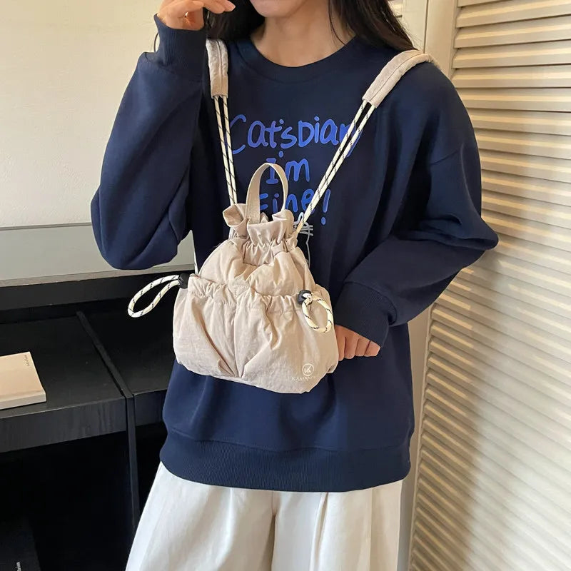 Mini Drawstring Backpack Women – Korean Style Lightweight Bag