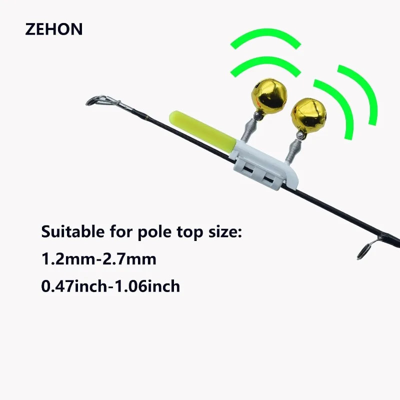 5Pcs LED Fishing Rod Tip Lights with Bells & CR425 Battery