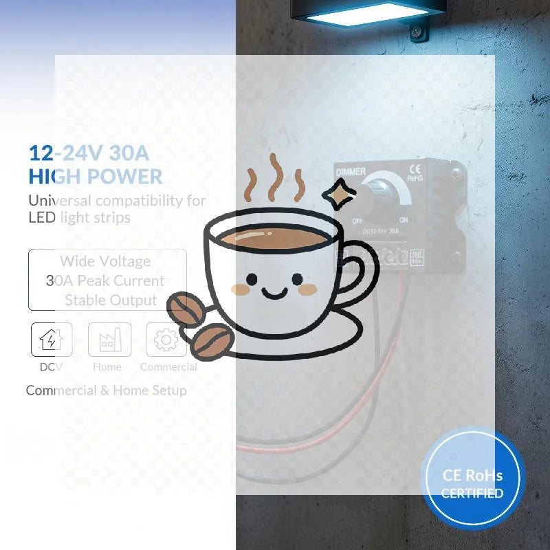 LED Dimmer DC 12V 24V 30A PWM Knob Brightness Controller