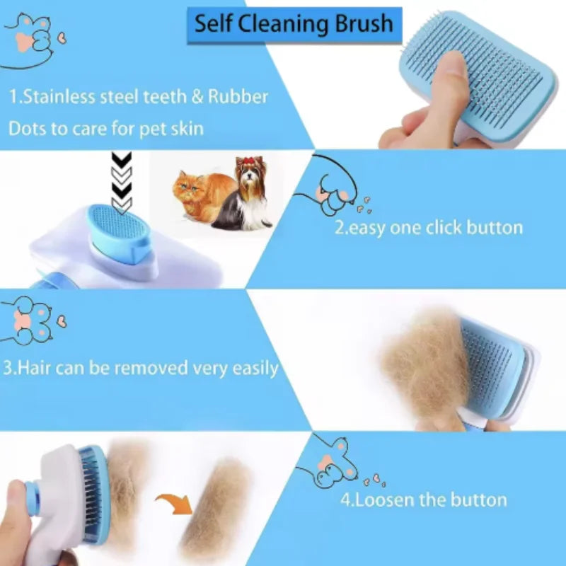 Pet Hair Remover Grooming Brush – Dog & Cat Detangling Comb