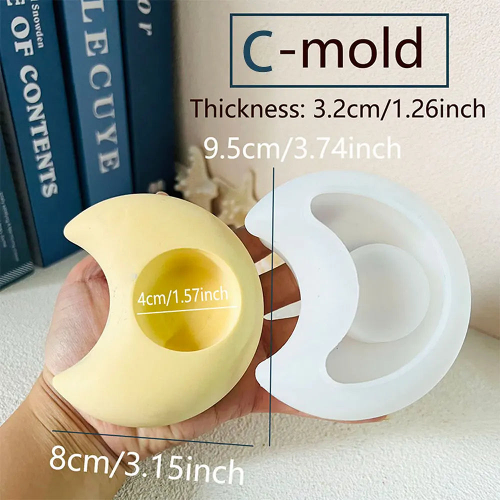 Lunar Surface Candle Holder Silicone Mold – Moon Star Heart
