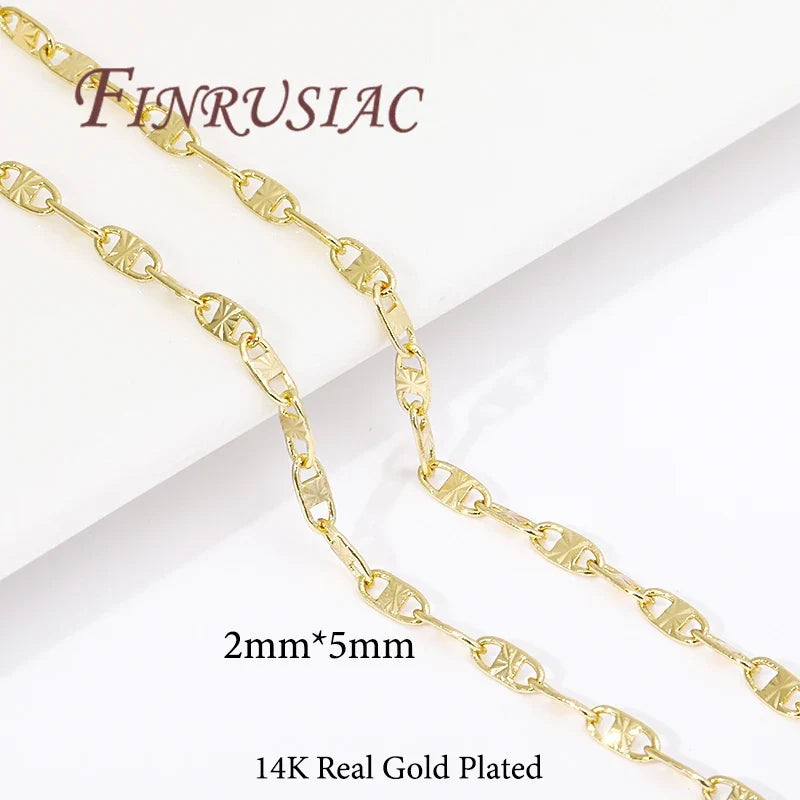 18K Gold Plated Brass Chain for DIY Jewelry Making | 2mm×5mm