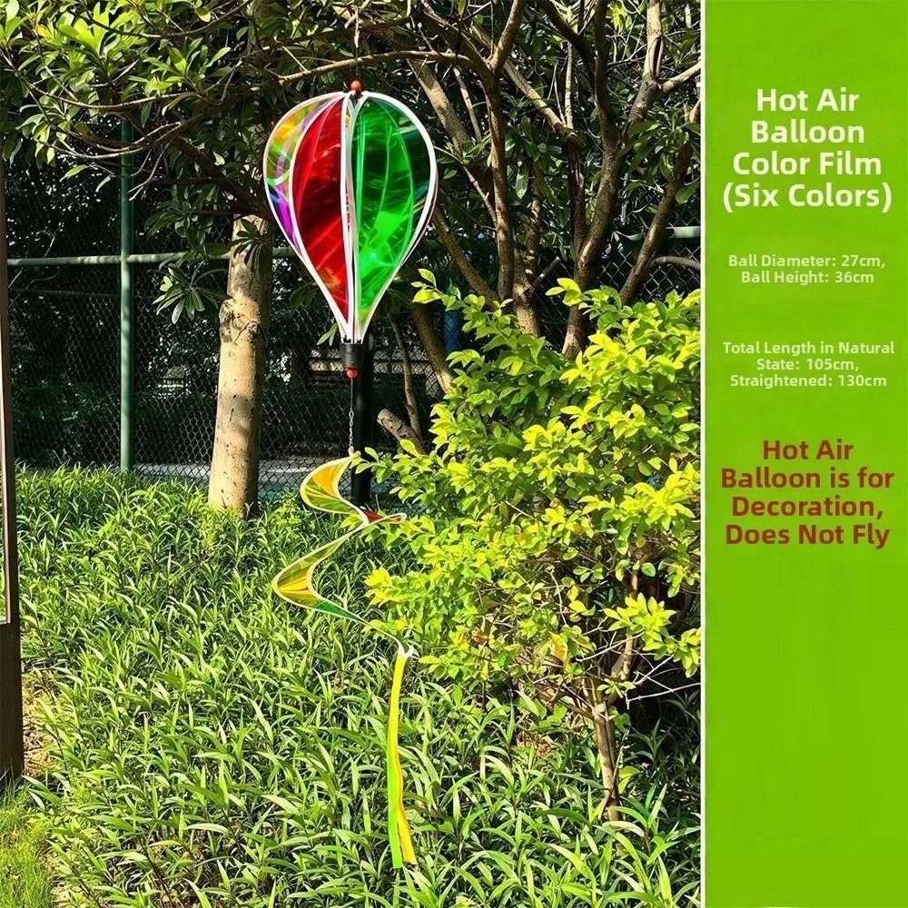 Rainbow Hot Air Balloon Wind Spinner – 36cm Kinetic Garden Decor