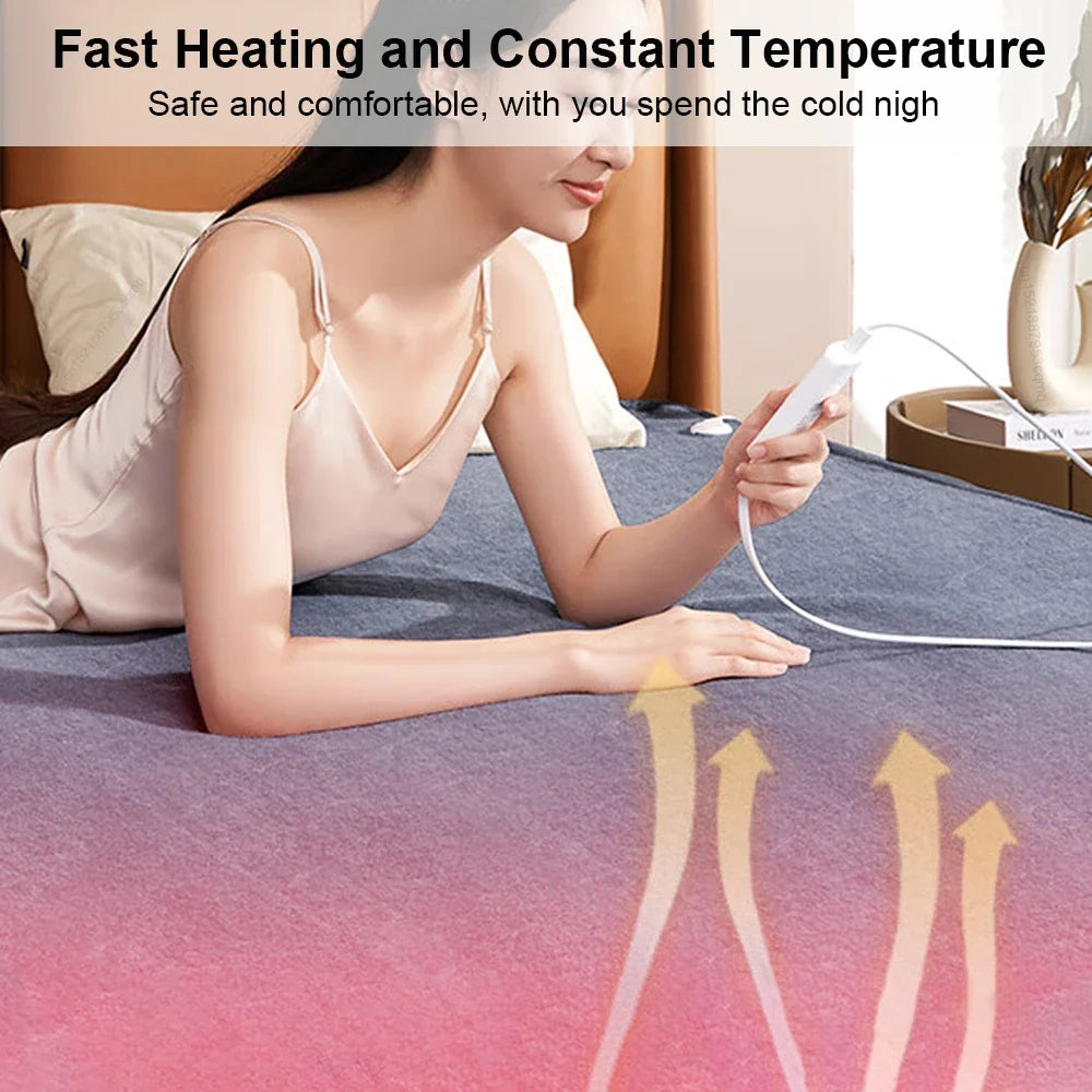 Electric Heated Blanket 220V | Auto Thermostat Plush Warmer