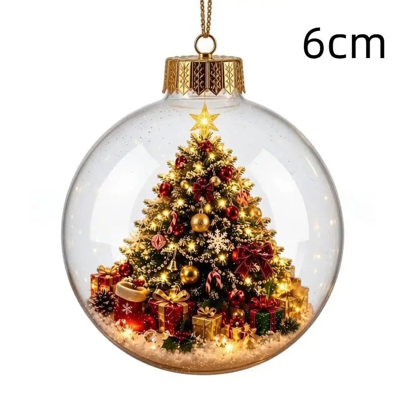 LED Luminous Christmas Crystal Ball Ornament – Santa & Snowman