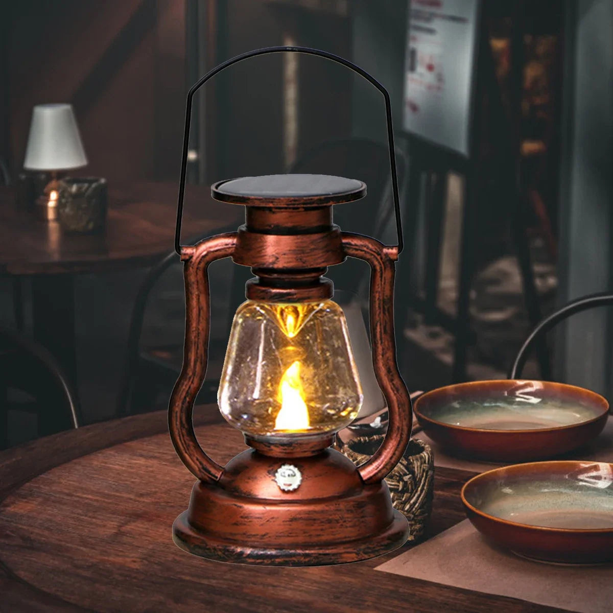 Retro Solar LED Hanging Lantern | Flickering Flameless Outdoor Light