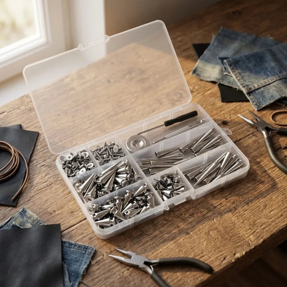 Zinc Alloy Stud Rivet Kit – DIY Leather & Fabric Craft Set