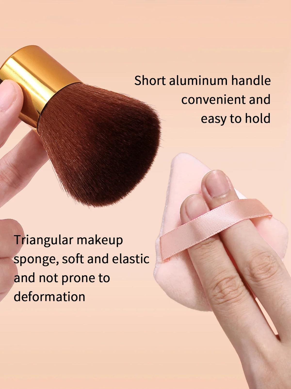 Kabuki Powder Brush & Velvet Puff Set | Foundation & Blush