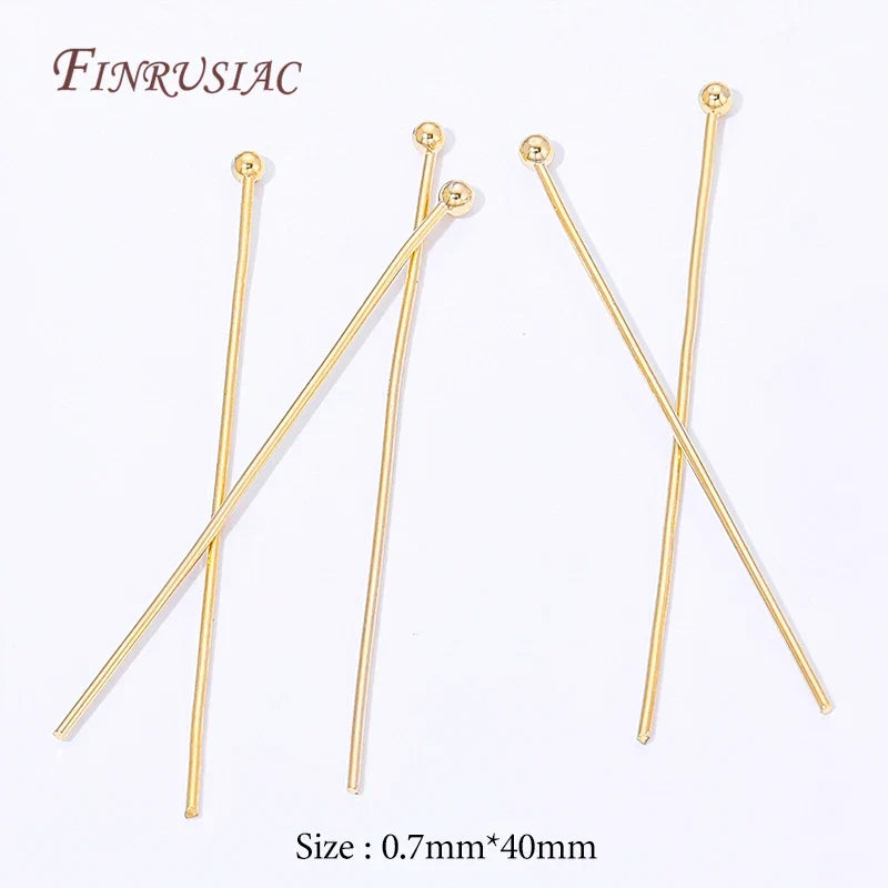 18K Gold Plated Ball Head Pins – Long Stem Beading Pins