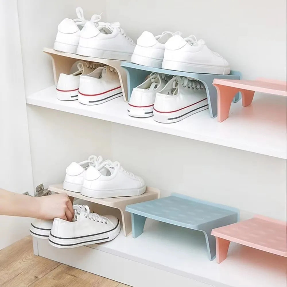 Double Layer Shoe Rack Space-Saving Organizer | Plastic
