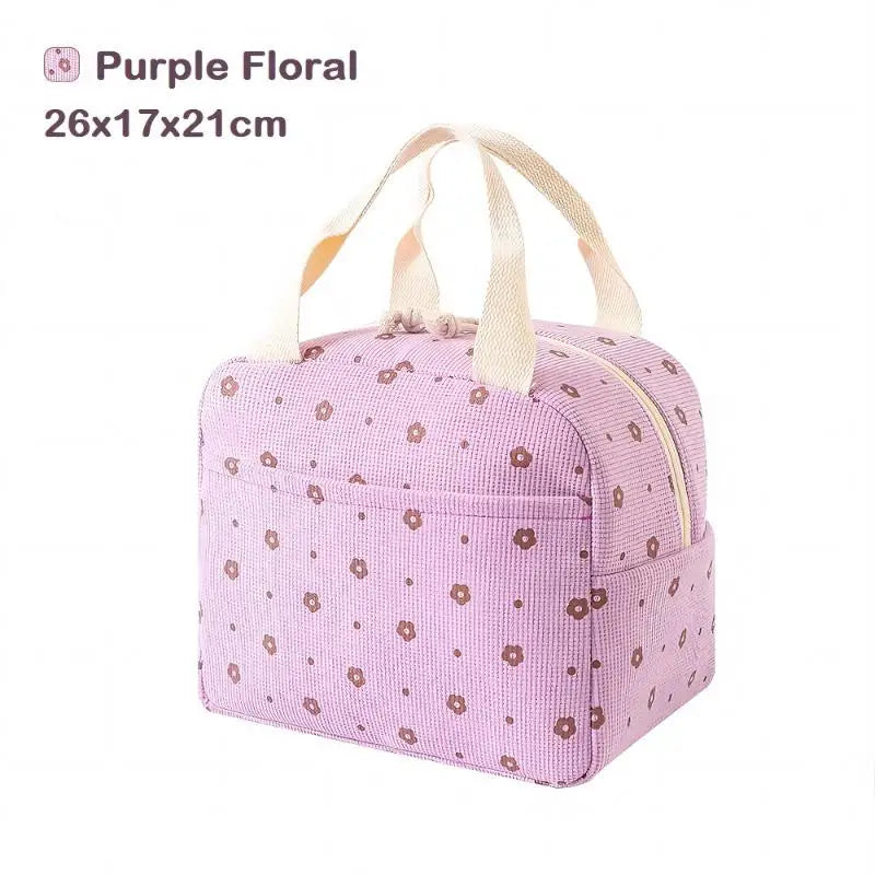 Vintage Corduroy Insulated Lunch Bag – Floral & Plaid