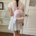 Cartoon Plaid Canvas Backpack for Women – Large Capacity