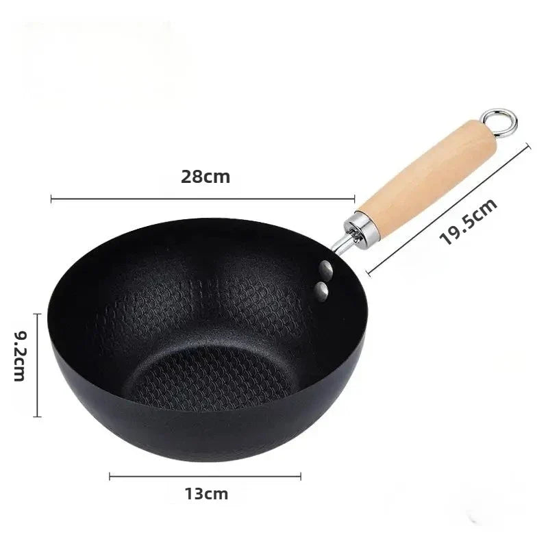 FEB.WIND Cast Iron Non-Stick Wok Frying Pan 20/22/28cm