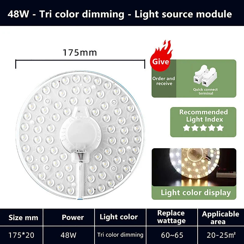 LED Round Magnetic Panel Ceiling Lamp 12W–72W | AC220V