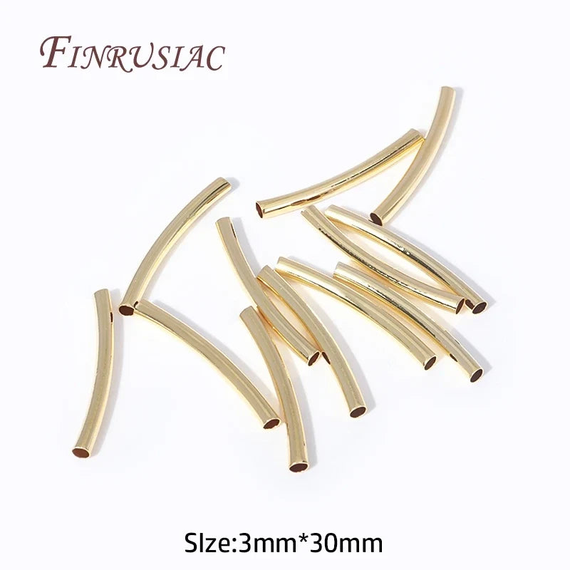 50 Pcs 18K Gold Plated Curved Tube Beads – DIY Jewelry Making