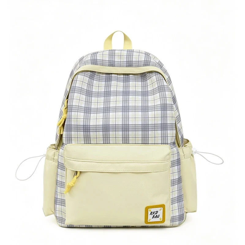 Korean Plaid Large Capacity Backpack for Women | School & Travel