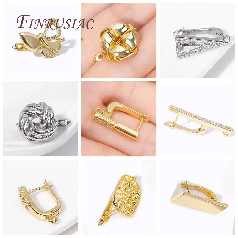18K Gold Plated Shell Rectangle Earring Hooks for DIY Jewelry