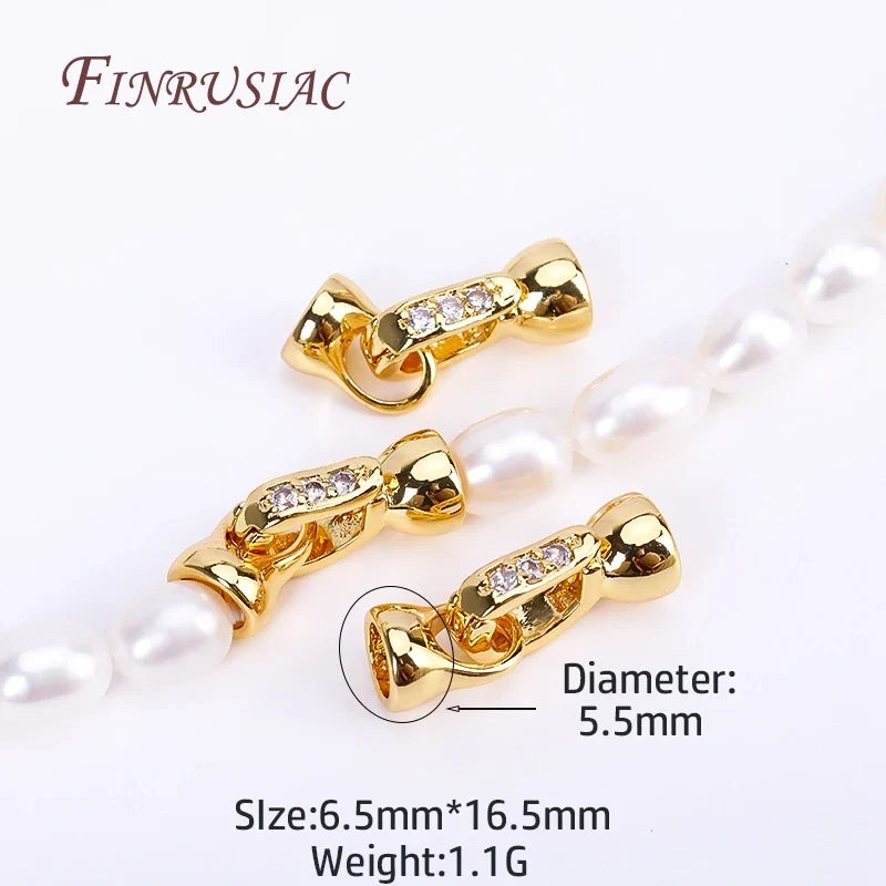 18K Gold Plated Zircon Lock Clasp | Pearl Jewelry Making